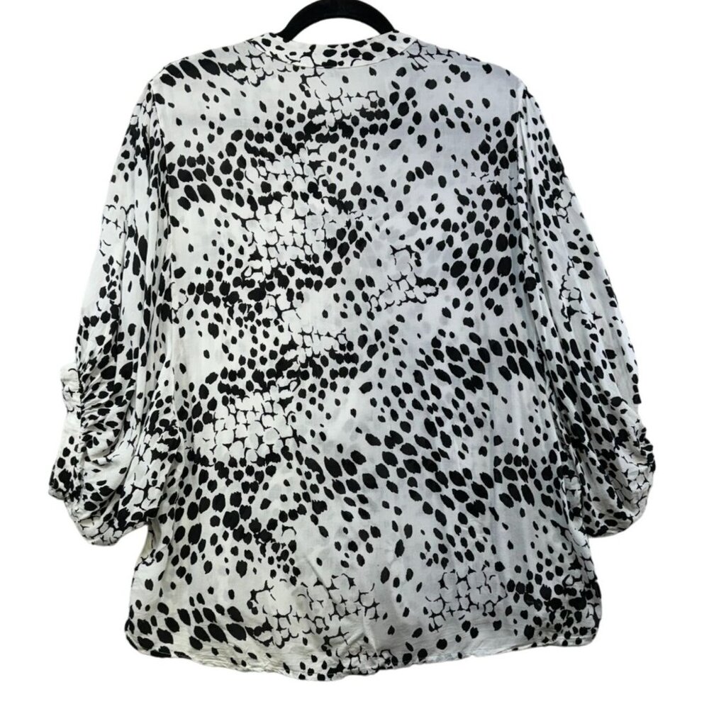 Express Womens Polka Dot Blouse Size M  Black & White - Picture 8 of 11
